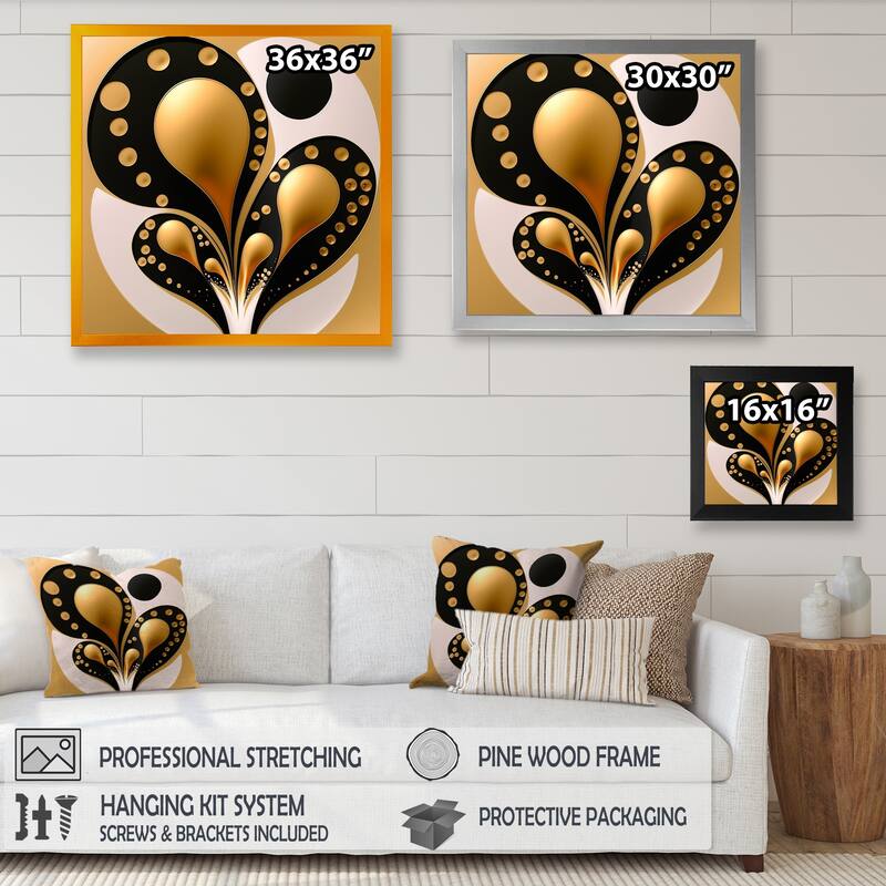 Designart "Rising Gold III" Modern Geometric Framed Art Print Bed